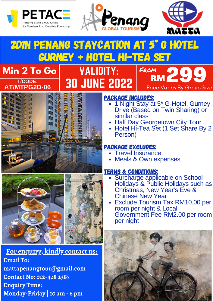 2D1N Penang Staycation at 5* G Hotel Gurney + Hotel Hi-Tea Set