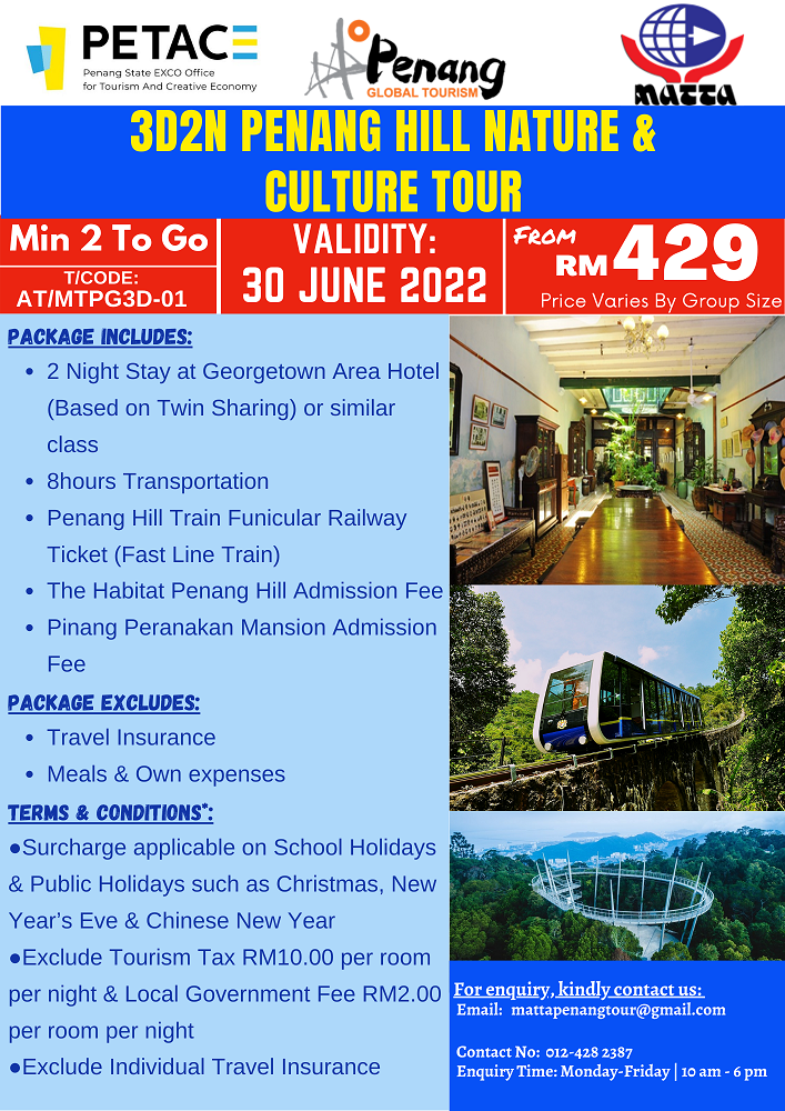 3D2N Penang Hill Nature & Culture Tour